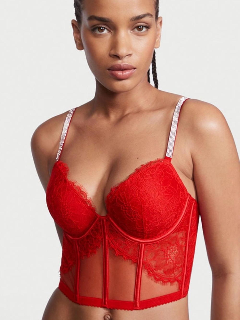 Very Sexy
Lipstick Red Corset Bombshell Add 2 Cups Shine Strap Corset Bra Top